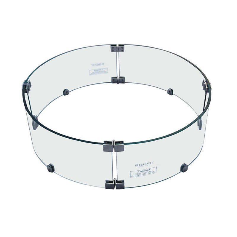 Round Tempered Glass Wind Screen for Fire Pit with Stainless Steel Clips