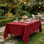 Red Faux Linen Spill-Proof Rectangle Tablecloth (132x178cm)