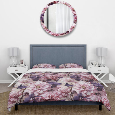 Purple Poppies Harmony III Box Stitch Floral Duvet Cover