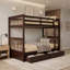 Twin-Over-Twin Bunk Bed With Ladders And Two Storage Drawers, Separable Solid Pine Wood Bed-1703941142