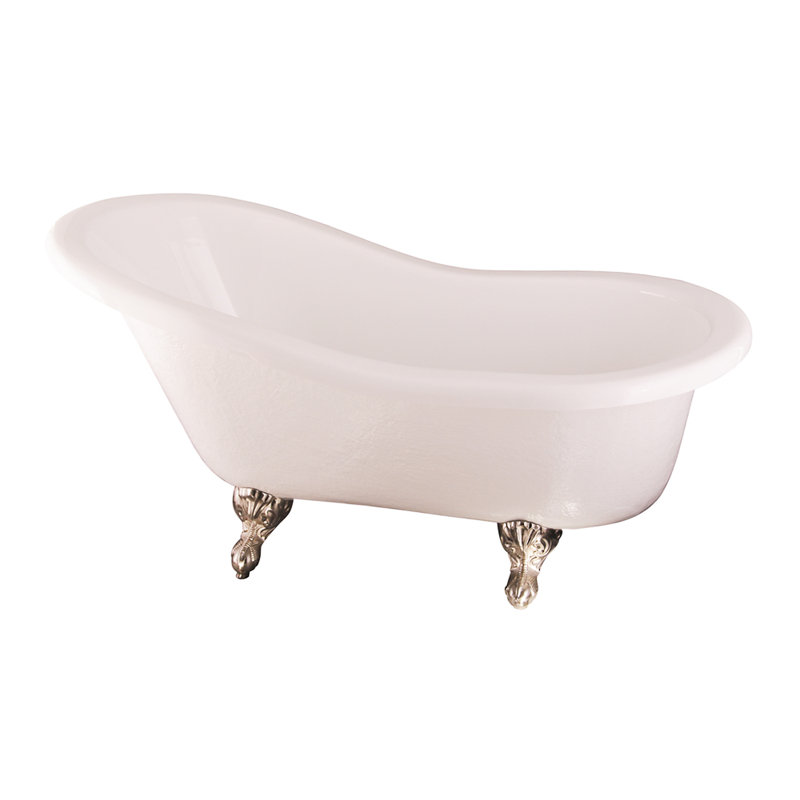 Estelle 60'' x 30'' Soaking Acrylic Bathtub, Bisque, Brushed Nickel Feet