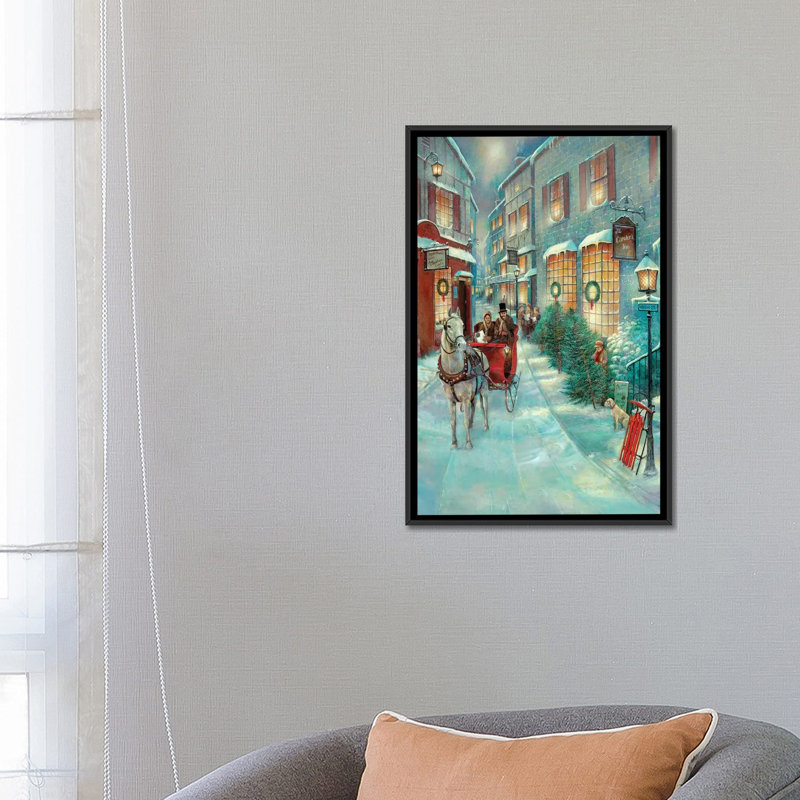 «Christmas Memories» par Ruane Manning - reproduction d'art, H 26 po x l 18 po x 1,5 po, Toile avec cadre noir, Aucun mat