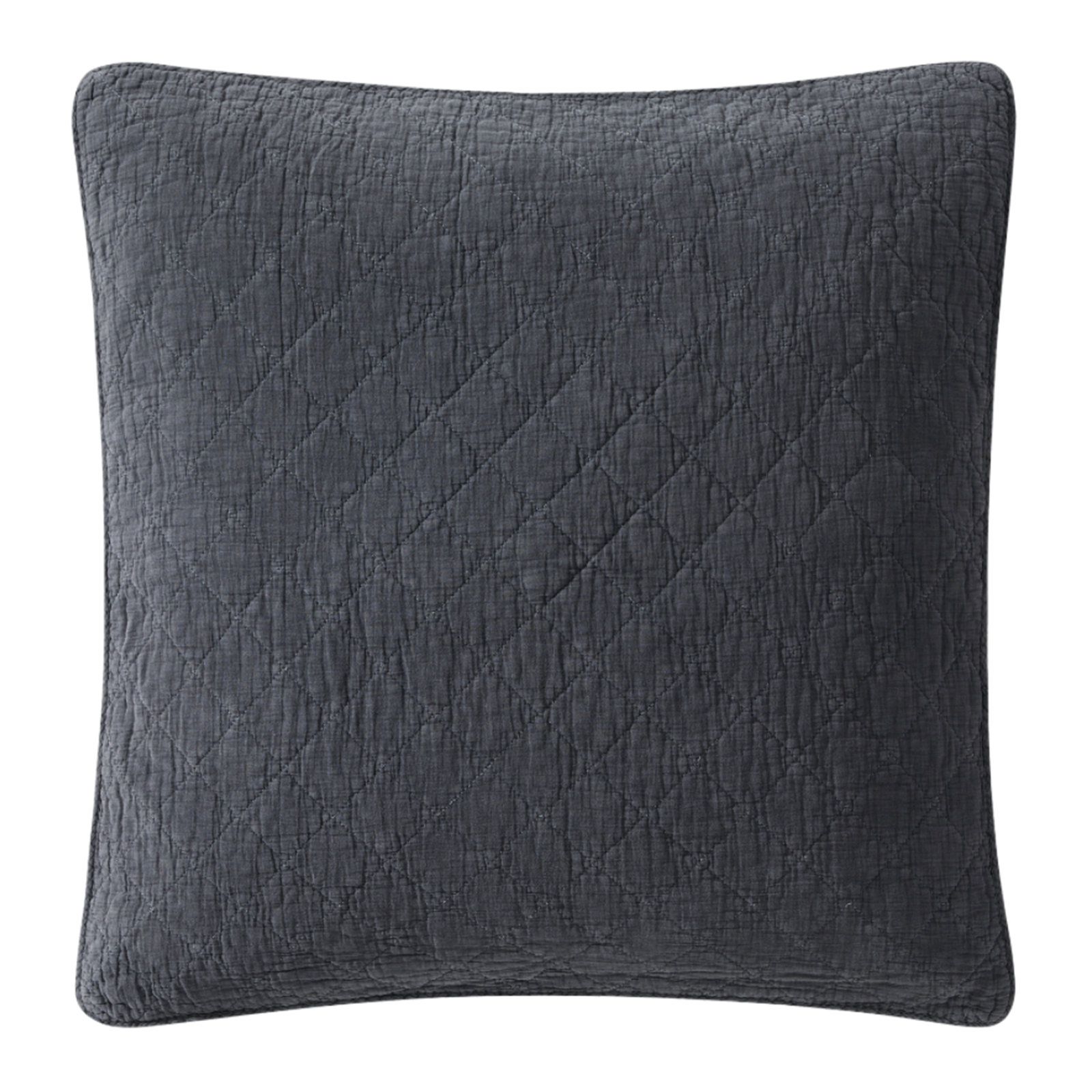 Bostwick Stonewashed Cotton Gauze Solid Color Classic Casual Modern Rustic Pillow Sham, King, Charcoal