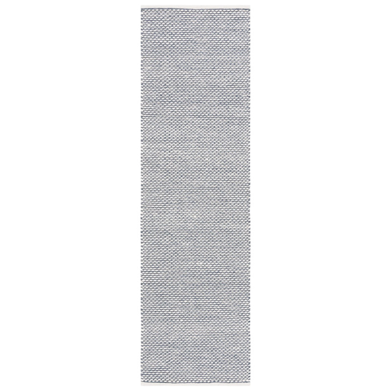 Cace Flat Weave Wool/Cotton Rug in Navy, Runner 2'3" x 8'
