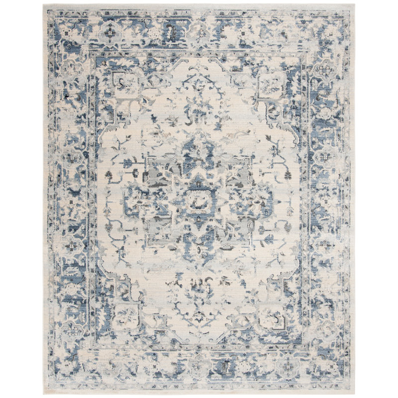 Charleston Oriental Area Rug In Ivory / Navy, Runner 235 x 305cm