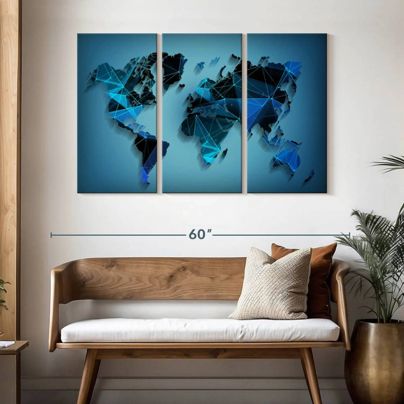 Aliaz Network Technology World Map, 32" H x 50" W