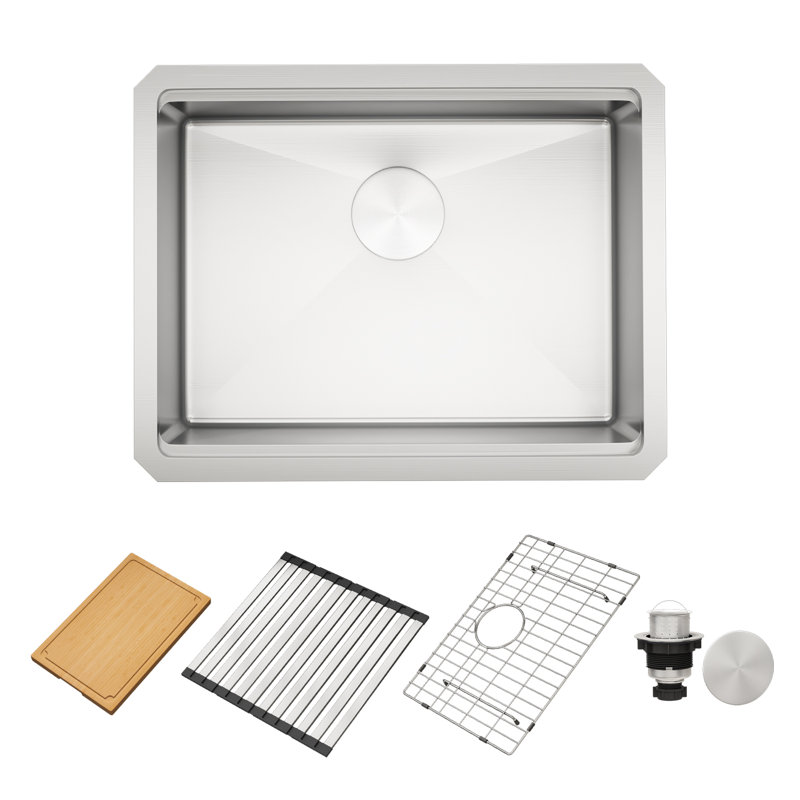 LQS 23"L X 18"W Workstation Undermount Kitchen Sink 16 Gauge Stainless Steel Small Sink