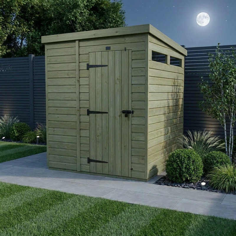 Total Sheds 7ft x 4ft Security Pent Shed - Heavy-Duty Hasp Staple Anti-Tamper - Pressure Treated Timber - UK Manufactured