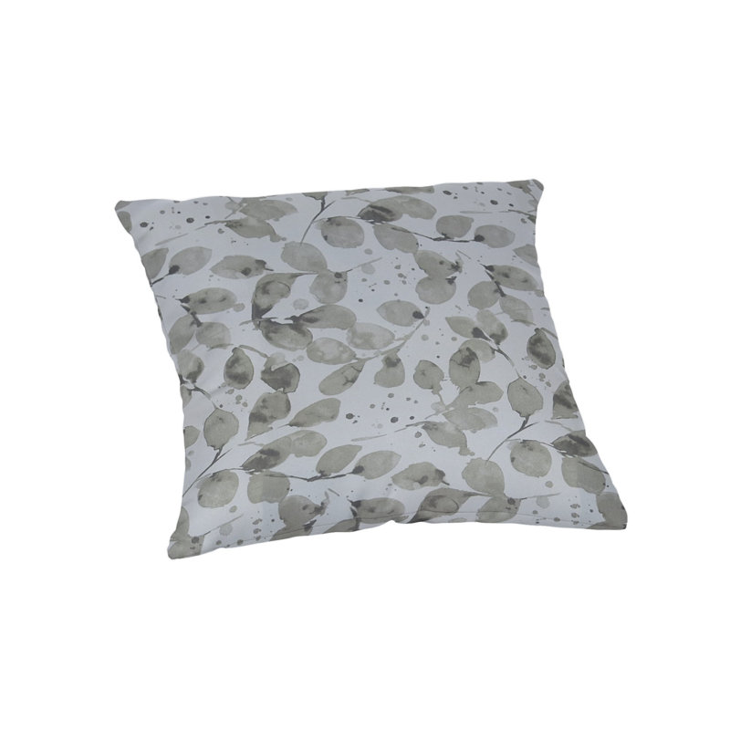 Gray Floral Polyester Indoor/Outdoor Throw Pillow