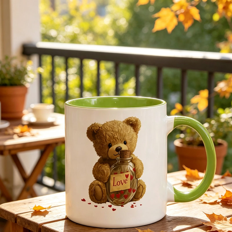 Funny Teddy Bear Mug, Made of Durable Ceramic, Perfect for Travel, Coffee, Milk, Camping.