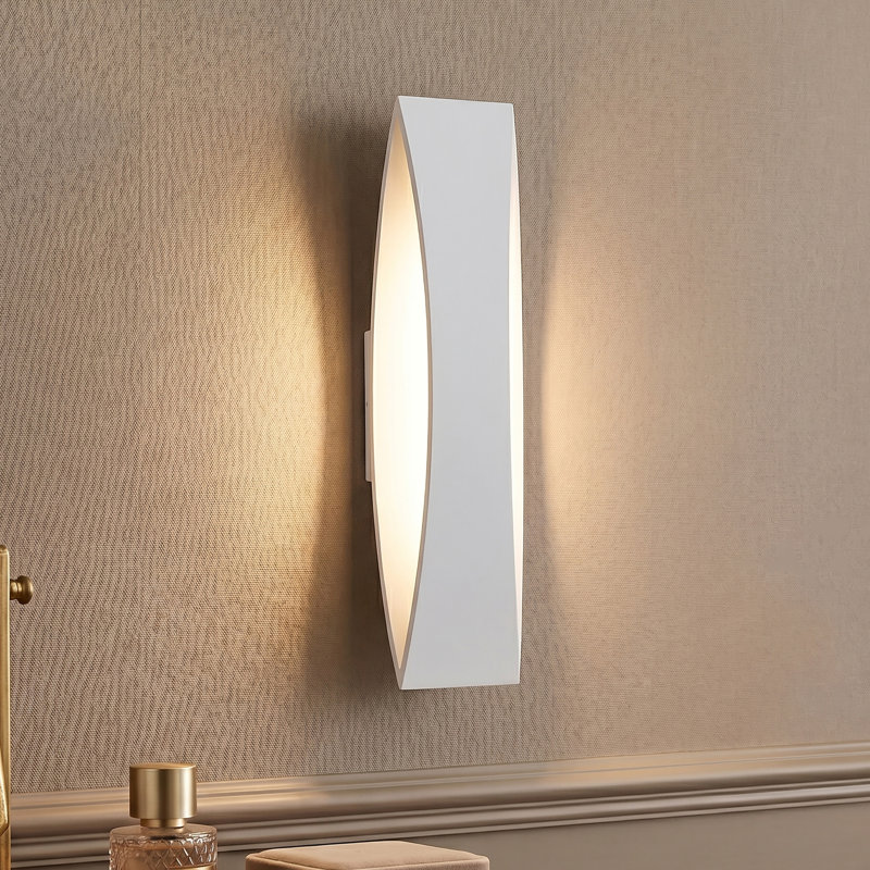 17 po Applique murale d'extérieur à DEL en aluminium blanc à intensité variable, 17" H x 4.75" W x 4.25" D, White