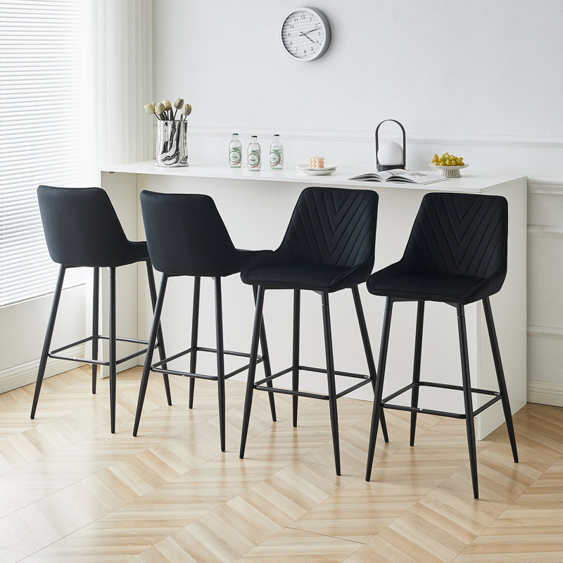 Ahrent Upholstered Counter Stool with Metal Frame, Black