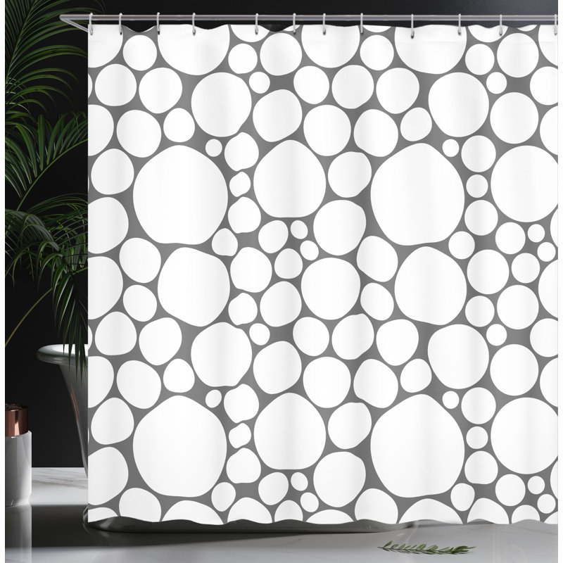 Geometric Circle Shower Curtain with Hooks Included, 70" H x 69" W