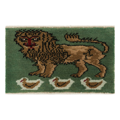 Vintage One-of-a-Kind 1'2”X2' Hand Knotted Area Rug