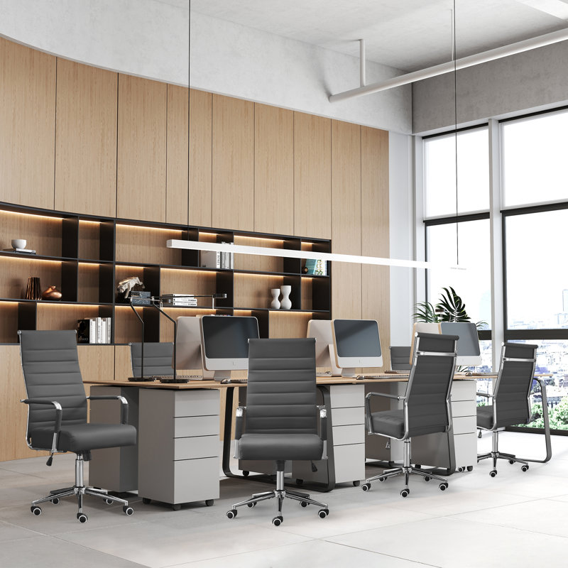 Fauteuil de bureau moderne et ergonomique, chaises de bureau pivotantes en cuir à dossier moyen , Gris