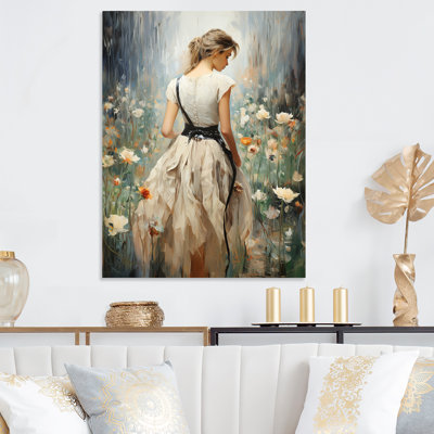 Impressionniste mode femme dans un champ de fleurs IV - Dior, art mural en métal