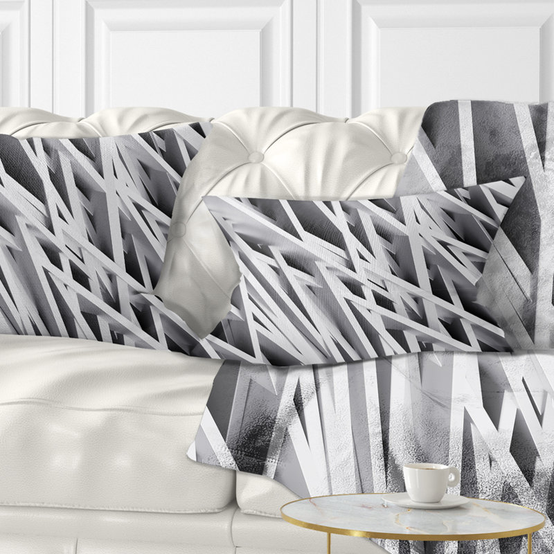 White Geometric - Abstract Printed Throw Pillow