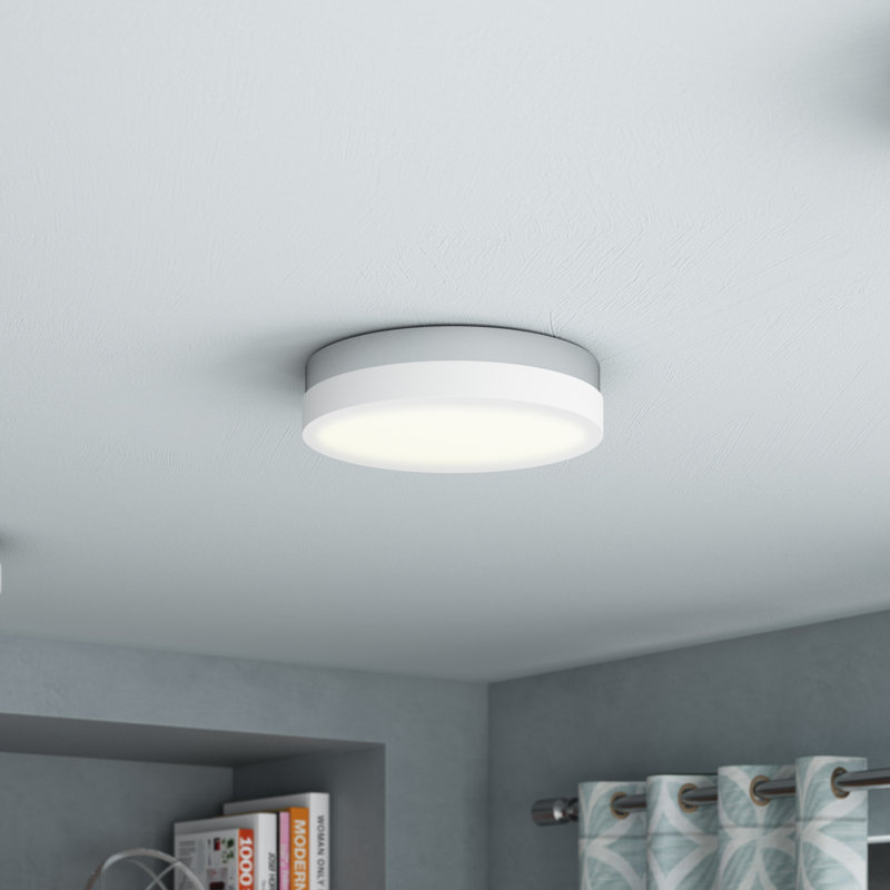 Hadiya Glass LED Flush Mount, Brushed Nickel, 3000K, 9"