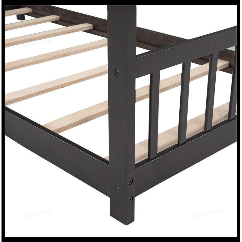 Twin Size House Bed with Sturdy Wood Frame, Playful Design for Kids Rooms, Durable and Imaginative Sleeping Solution, Walnut