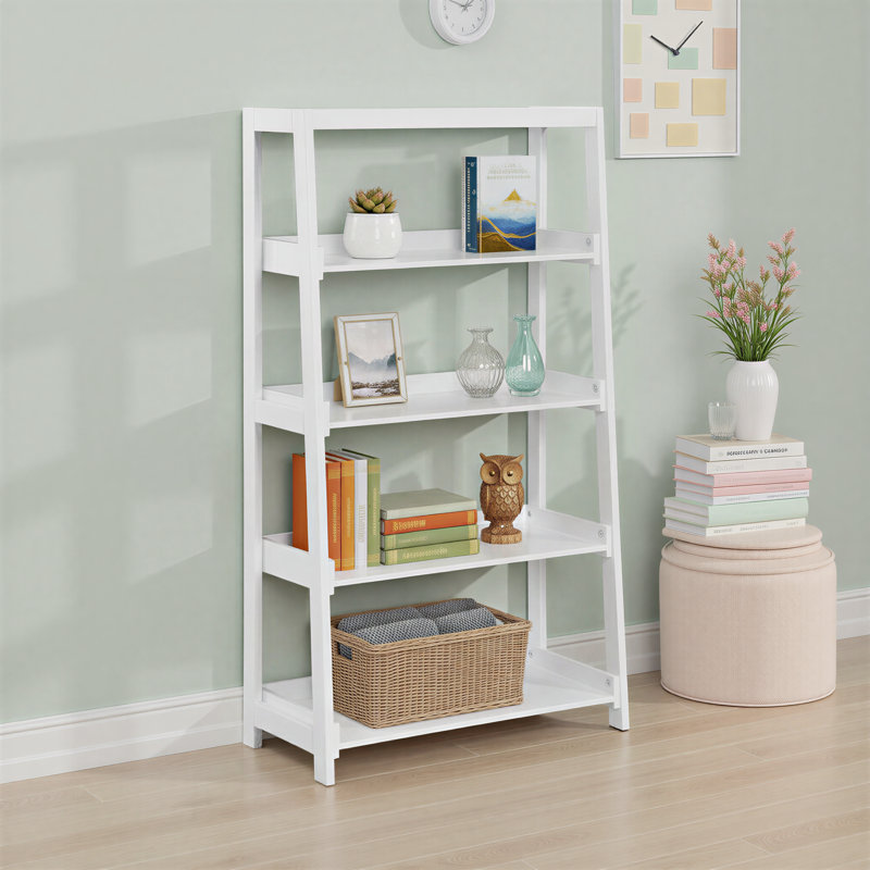 Estrela 30.5" Transitional Wood Bookcase with Four Fixed Shelves, Solid Wood Construction & Vertical Storage Tiers, White