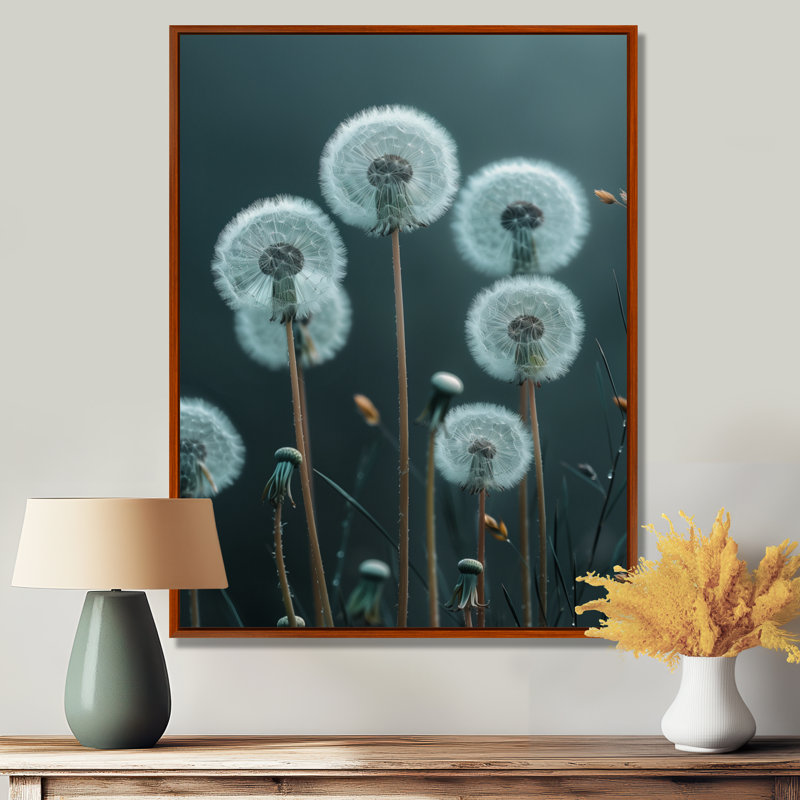 Photo de pissenlit monochrome Heather Hills - art mural pissenlit, Cadre flottant brun, H 24 po x l 32 po
