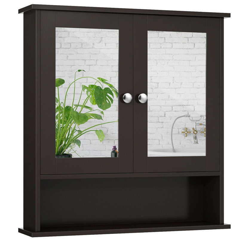 Leshanti W H Wall Medicine Cabinet Mirror, Brown