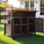 Chariot de barbecue extérieur en osier de 134 cm de large avec plateau extensible en plastique imitation bois, îlot de cuisine roulant avec armoire de rangement, double poignée, pour terrasse, jardin ou piscine, noir et brun