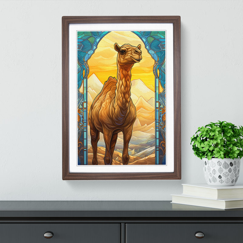 Camel Art Nouveau Art - Framed Print, Walnut, 64cm H x 46cm W x 2cm D