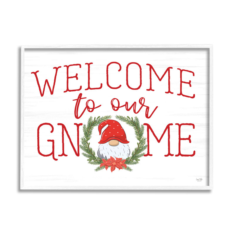 Gnome Welcome Sign Cottage Laurel, H 24 po x l 30 po x P 1,5 po, Cadre blanc