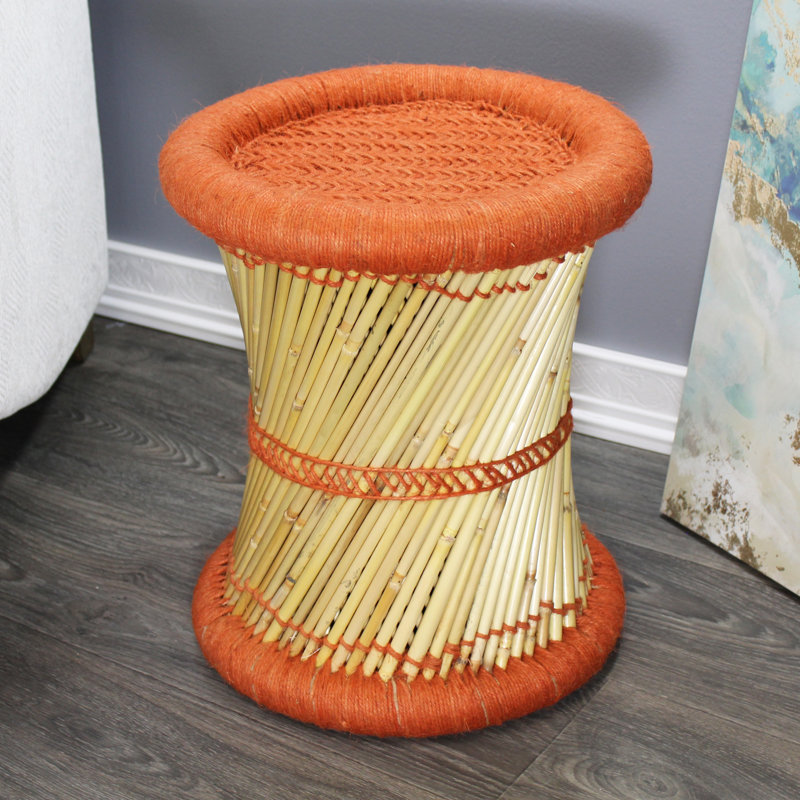 Barkhamsted Reed Accent Stool, Orange