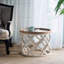 Grande table d'appoint 23 po blanche vieillie