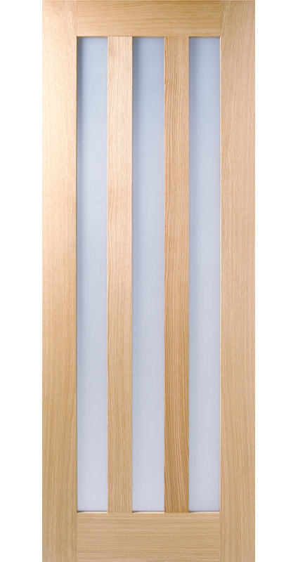 Utah 3L Clear Glazed Unfinished Oak Internal Door, 198.1cm H x 61cm W x 3.5cm D, Wood Stain