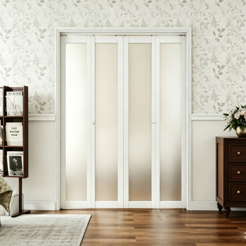 1 porte pliante en bois manufacturé pré-fini en verre massif givré 1 Lite, 60 po x 80 po