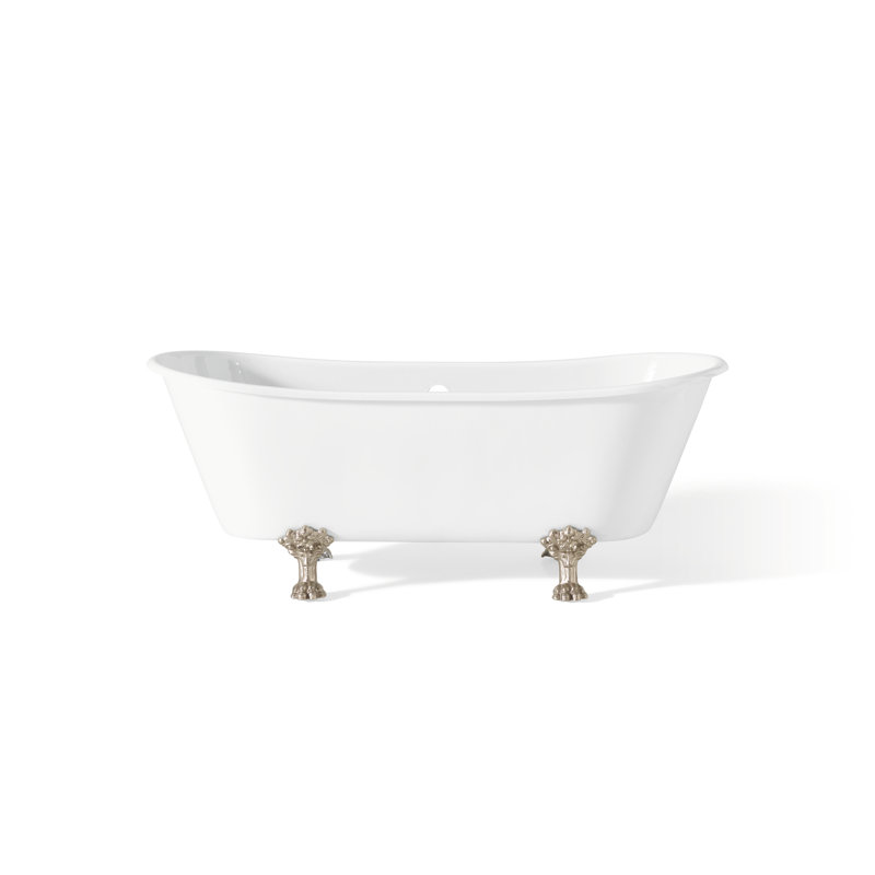 Winchester 68'' L Soaking Bathtub, White Interior with White Exterior, Brushed Nickel