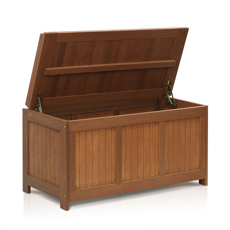 Loon Peak® Ermont 44.5'' W 65 Gallons Water Resistant Solid Wood Teak Deck Box in Natural
