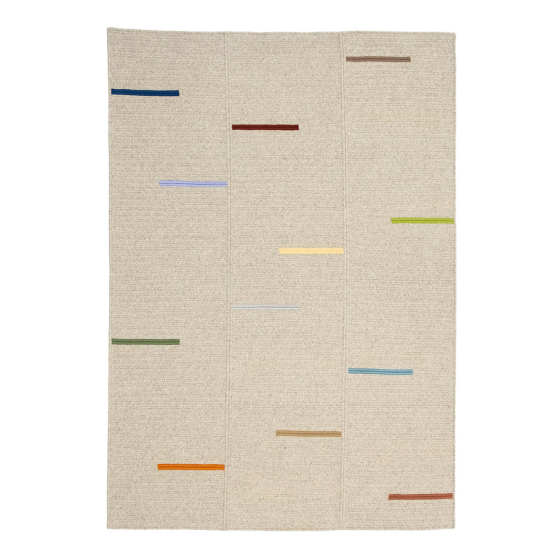 Tapis géométrique rectangulaire tissé à plat en fibres naturelles ivoire chiné, Rectangle de 5 pi x 8 pi