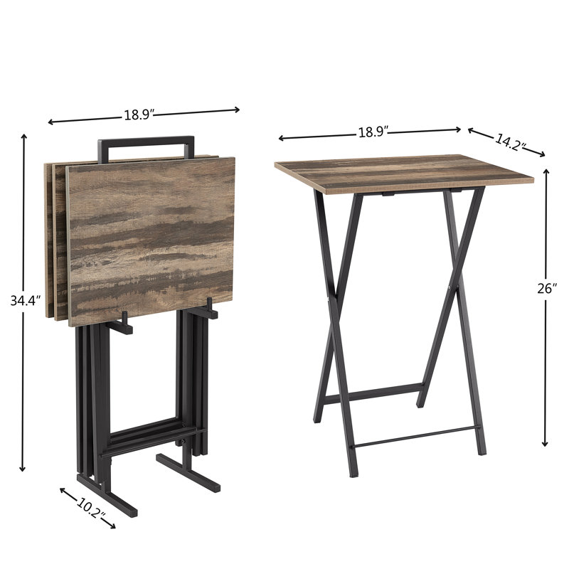 TV Trays For Eating Set Of 4 With Stand,Folding TV/Snack Tray Table Set,Folding TV Dinner Tables For Small Space