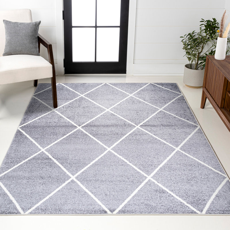 Tapis gris / blanc Bertrice, Rectangle 4pi x 6 pi