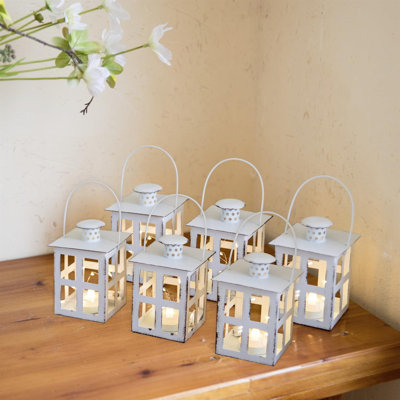 Lanterne de style lanterne décorative moderne avec DEL et ficelle 6 pièces