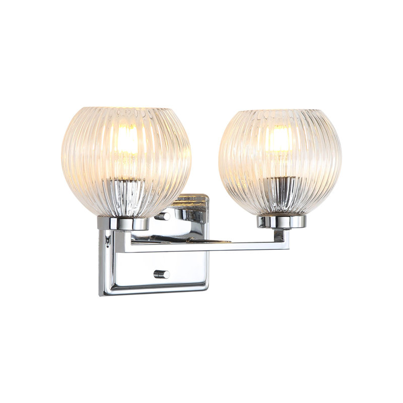 Nella 2 Light Bath Vanity with Ribbed Clear Shade, Chrome