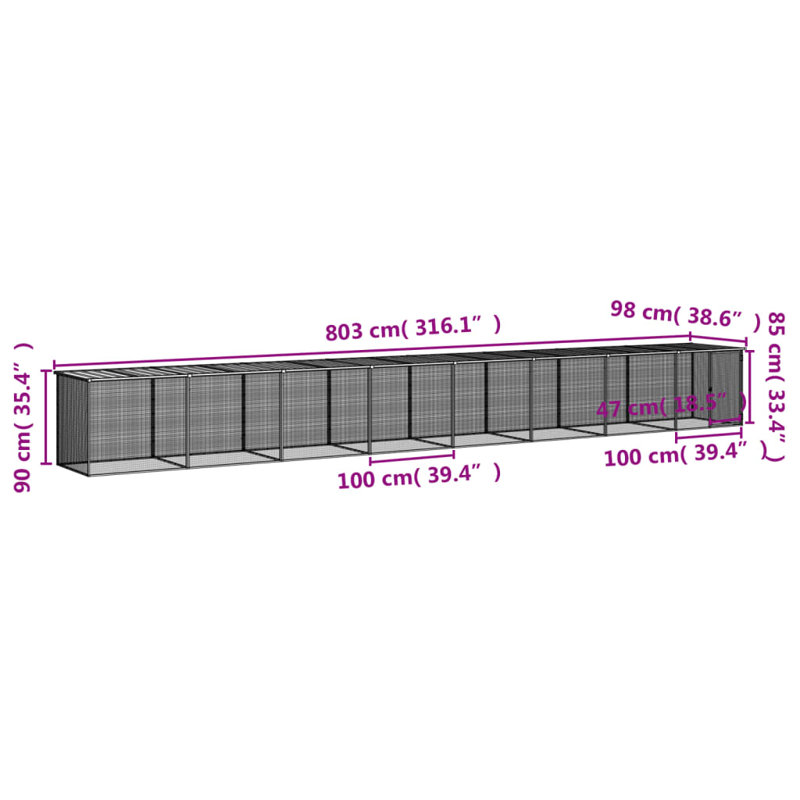 Jenkinsburg Chicken Coop, 90cm H x 803cm W x 98cm D, Light Grey