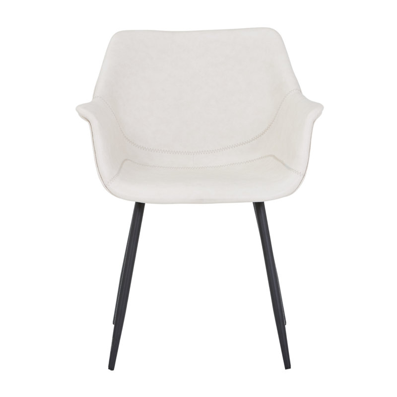 Haglund Leather Dining Chair with Powder-Coated Iron Legs Accent Side Chair Foam Padded Seat Versatile Kitchen Chair for Modern Home and Kitchen