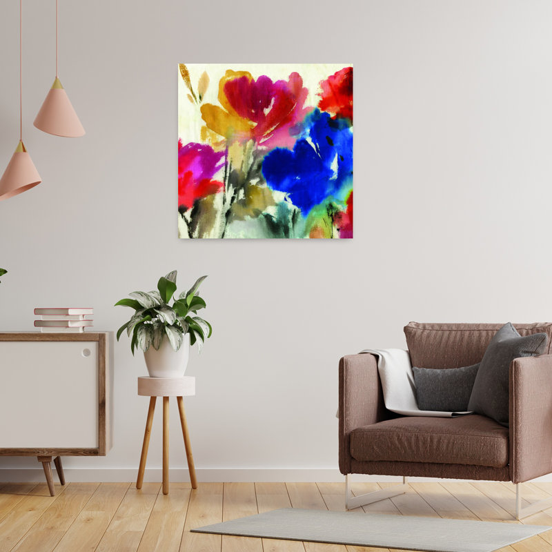 Aquarelle, art floral délicat et paisible, H 24 po x l 24 po