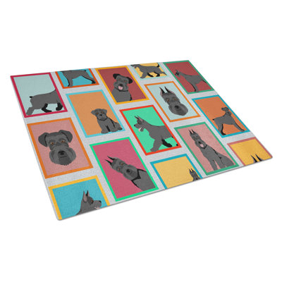 Lots of Black Schnauzer Glass Cutting Board Large