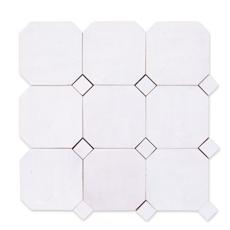 Panneaux contemporains en zellige 12 po x 12 po x 1/2 po, Blanc