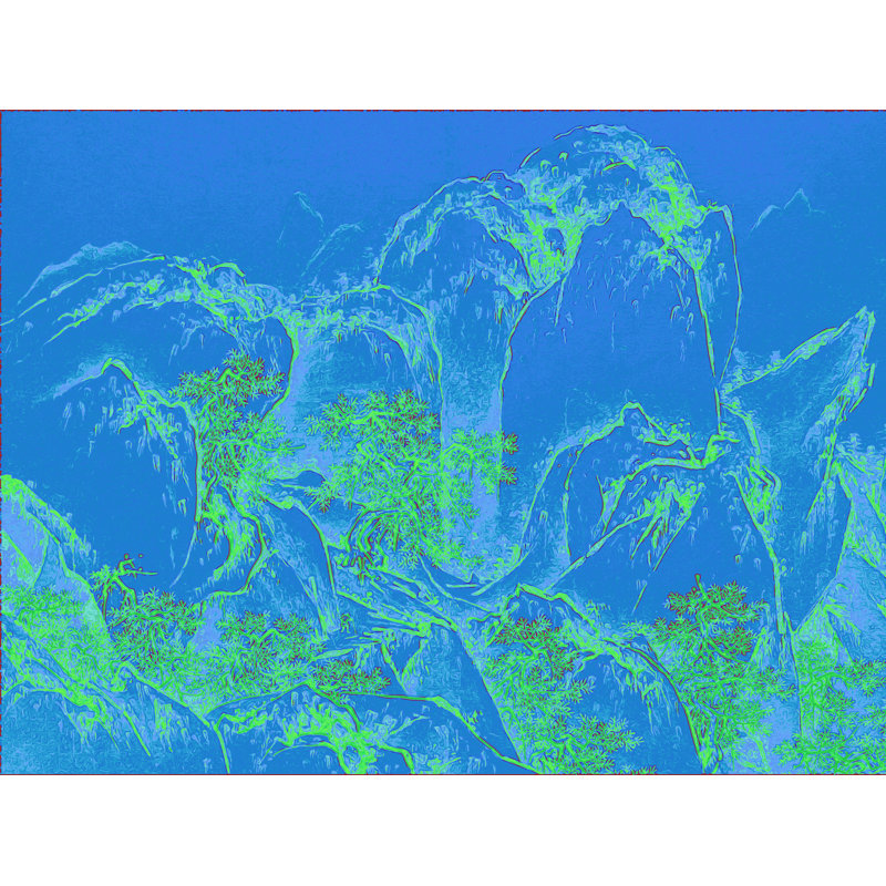 Blue Mountains Now by Drew Gaffney, Black Framed Canvas, 24" H x 32" W