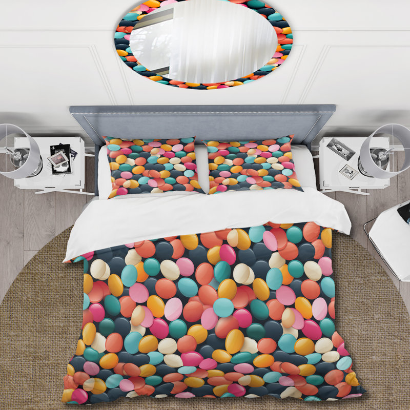 Ensemble de housse de couette Popart Candy Crush Delight II, Housse de couette pour grand lit et 2 taies décor
