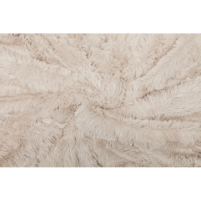 Long jeté en imitation fourrure de type sherpa à poil long très élégant Shaggy, l 85 po x L 92 po, Crème