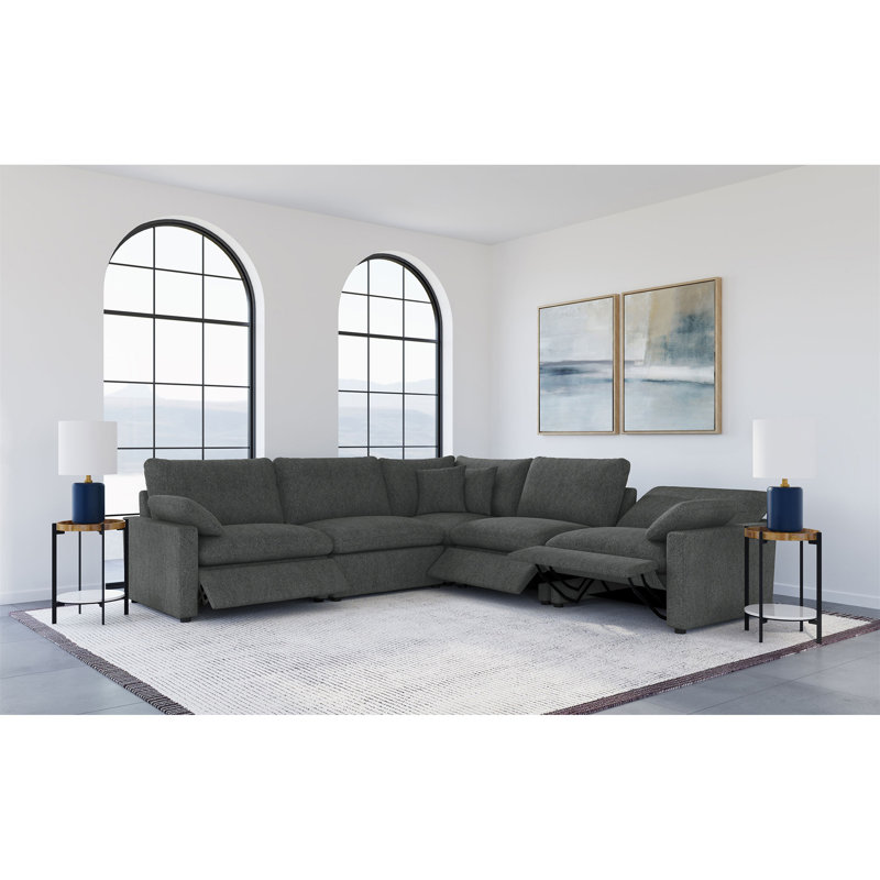 Canapé modulaire inclinable électrique 5 pièces Hollander, Dark Grey