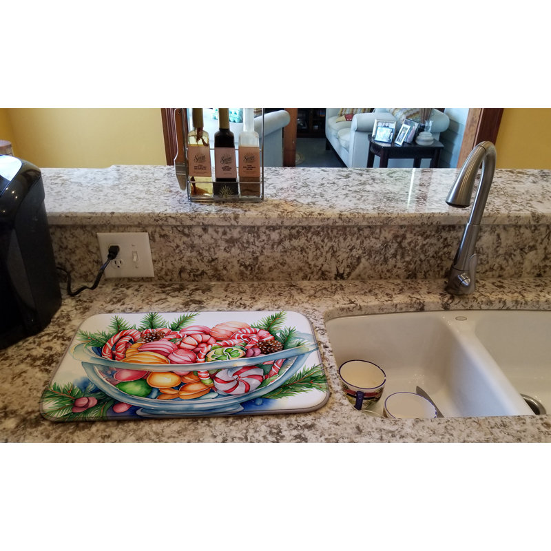 Christmas Candy Canes Dish Drying Mat